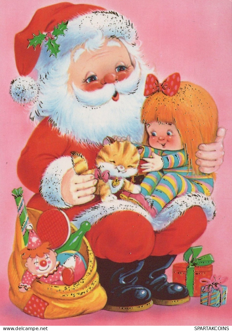 PAPÁ NOEL NIÑO NAVIDAD Fiesta Vintage Tarjeta Postal CPSM #PAK373.ES - Santa Claus