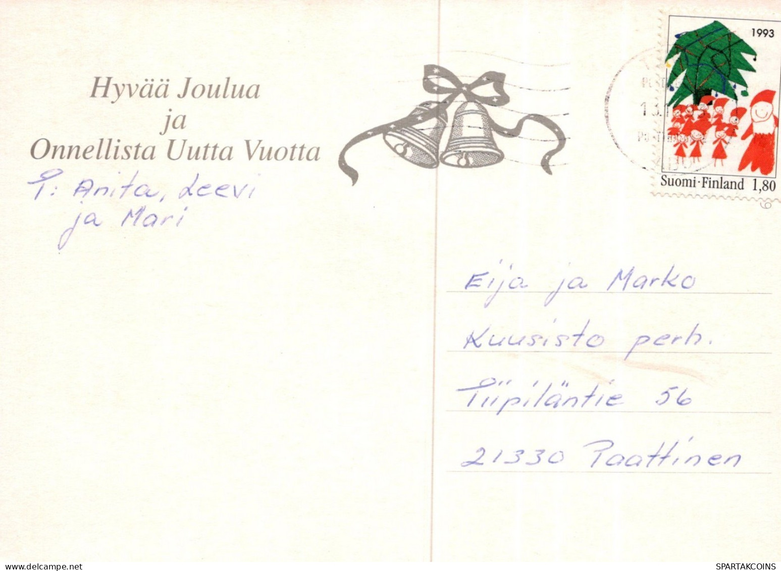 PAPÁ NOEL NIÑO NAVIDAD Fiesta Vintage Tarjeta Postal CPSM #PAK373.ES - Santa Claus