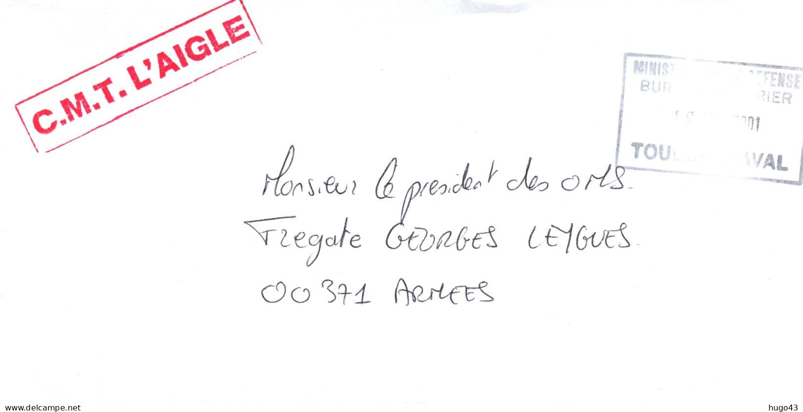 ENVELOPPE AVEC CACHET C.M.T.  L' AIGLE EN 2011 - Correo Naval