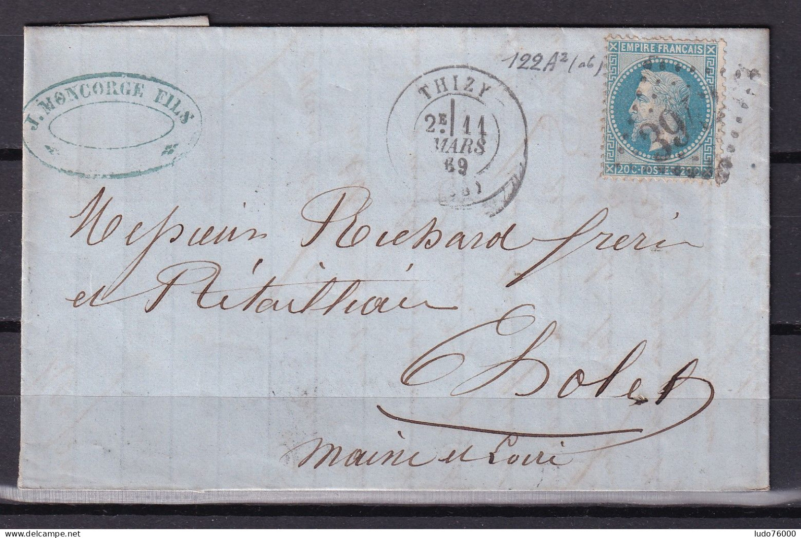 D 808 / NAPOLEON N° 29 SUR LETTRE - 1863-1870 Napoléon III. Laure