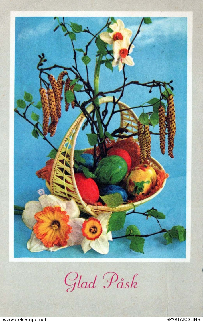 PÂQUES FLEURS ŒUF Vintage Carte Postale CPA #PKE172.FR - Ostern