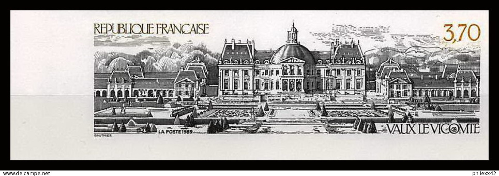 France N°2587 Chateau (castle) De Vaux-le-Vicomte Coin De Feuille Non Dentelé ** MNH (Imperf) - Castelli