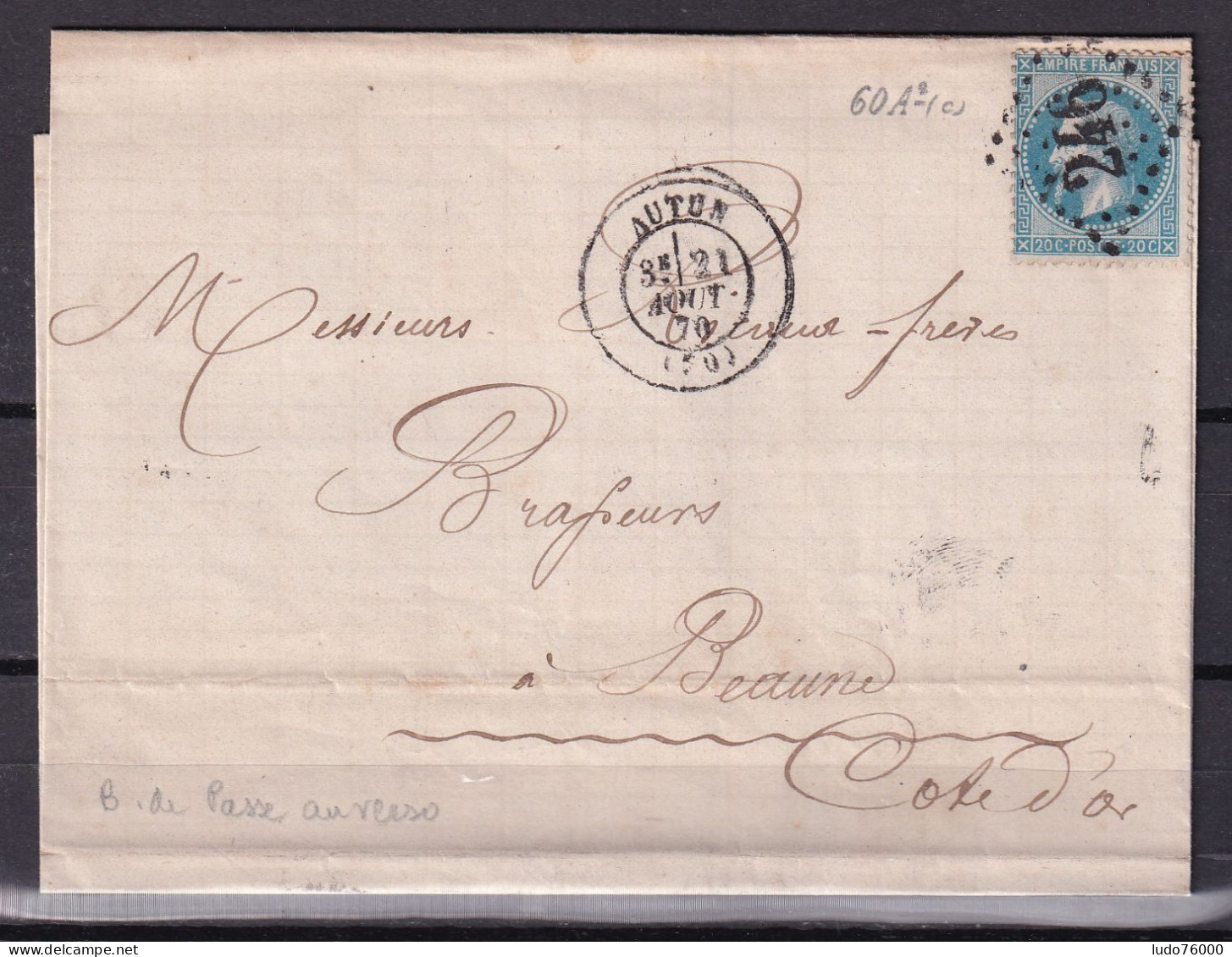 D 808 / NAPOLEON N° 29 SUR LETTRE - 1863-1870 Napoleon III Gelauwerd