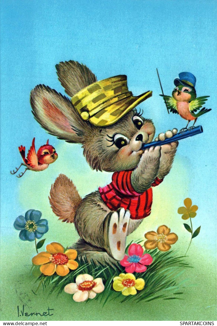 PÂQUES LAPIN Vintage Carte Postale CPSM #PBO411.FR - Easter