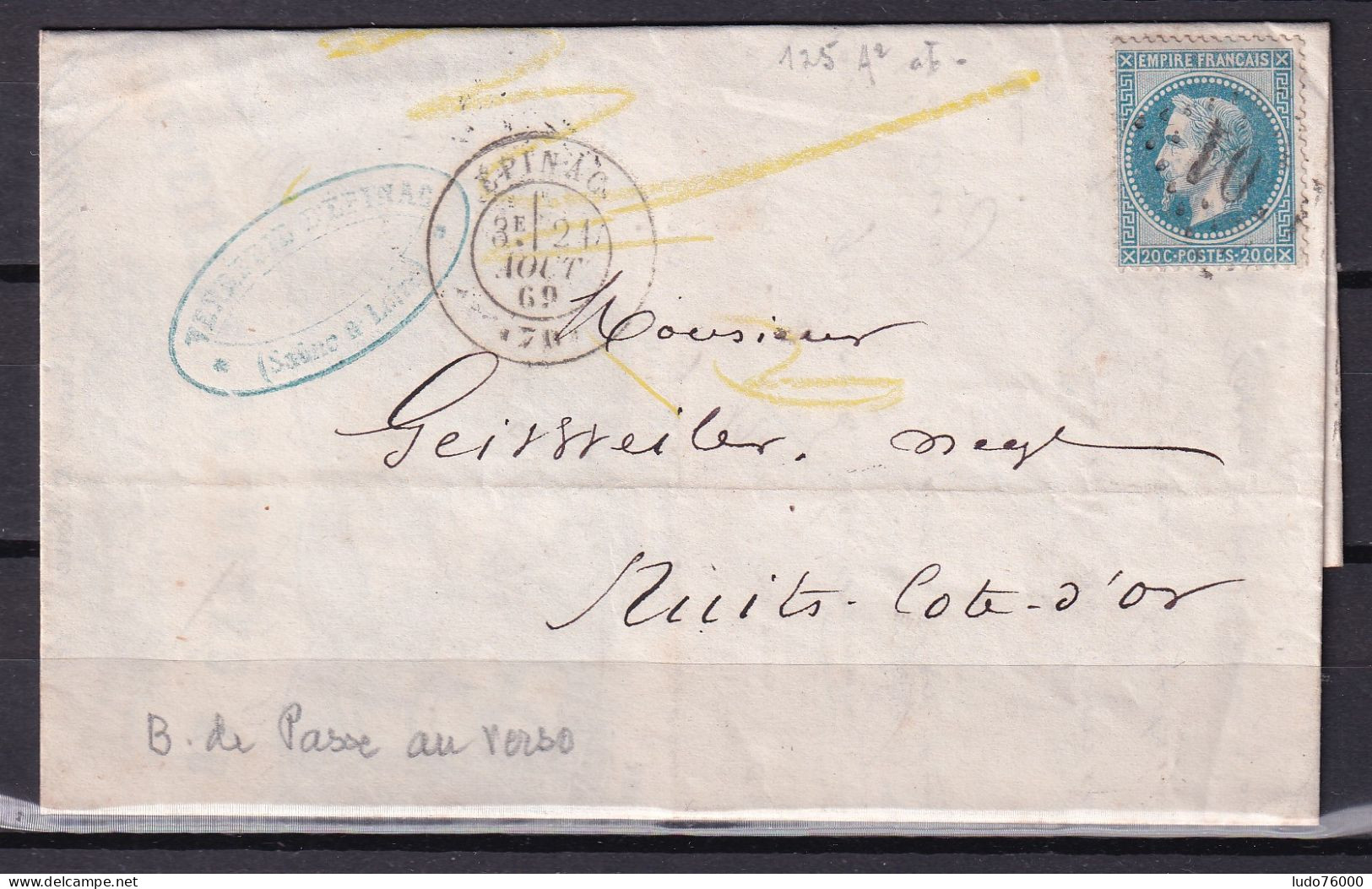 D 808 / NAPOLEON N° 29 SUR LETTRE - 1863-1870 Napoléon III Lauré