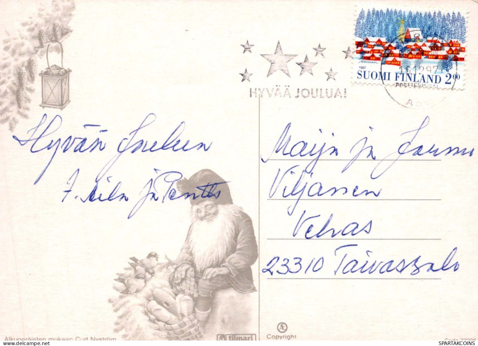 PÈRE NOËL Bonne Année Noël Vintage Carte Postale CPSM #PBL555.FR - Santa Claus