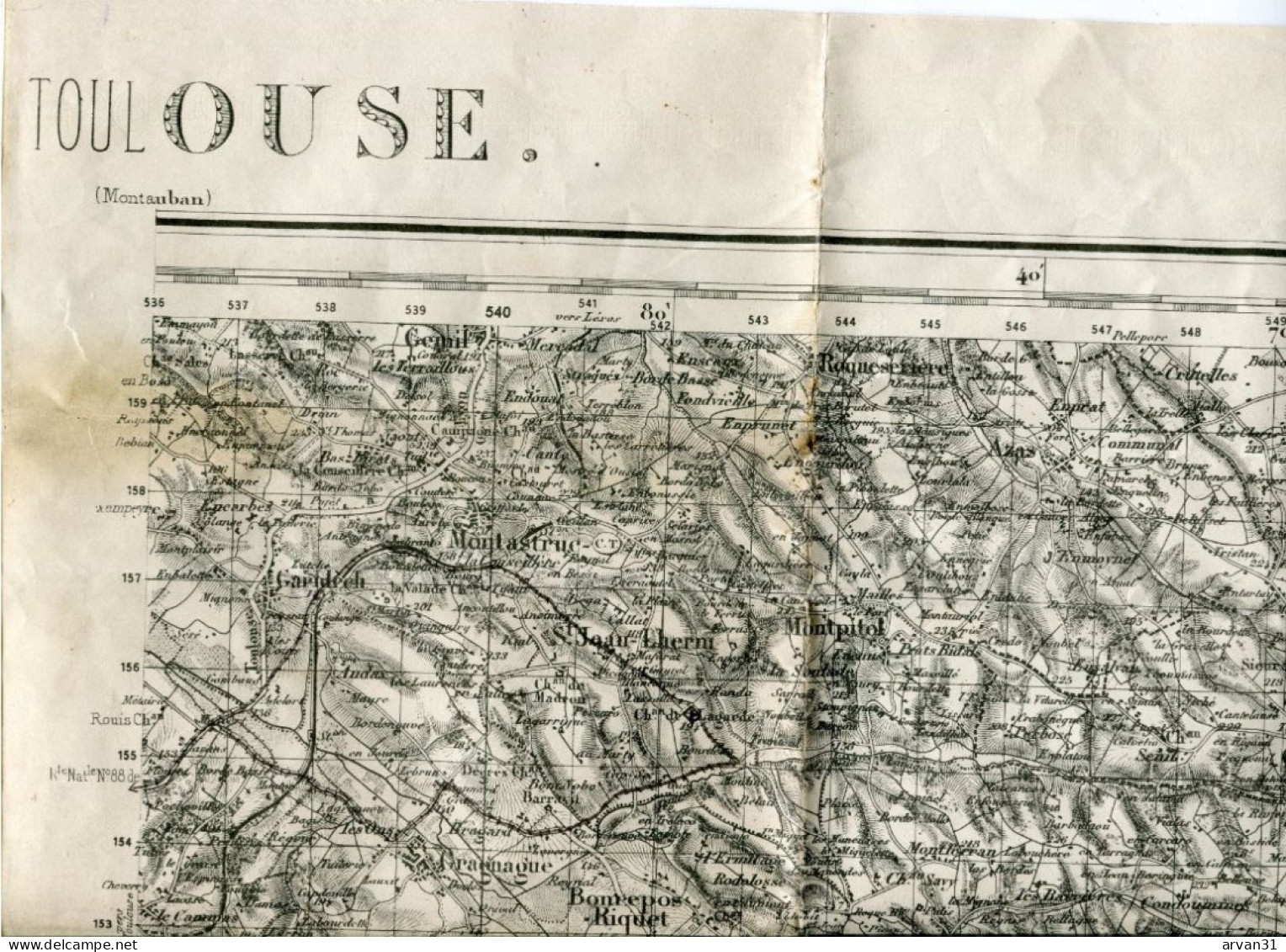 TOULOUSE NORD EST - CARROYAGE KILOMETRIQUE - PROJECTION LAMBERT III - TYPE 1889 - - Geographical Maps