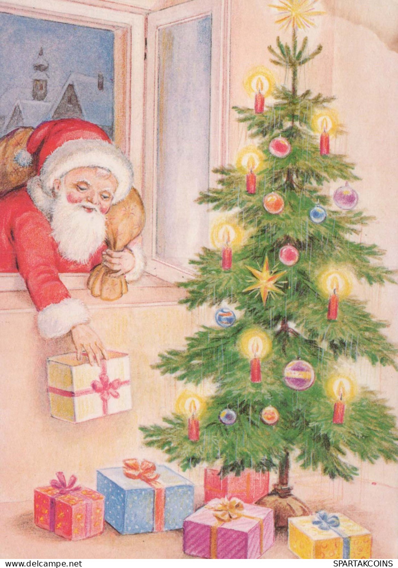 PÈRE NOËL Bonne Année Noël Vintage Carte Postale CPSM #PBL488.FR - Santa Claus