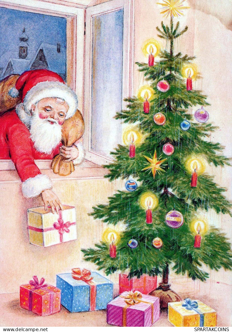 PÈRE NOËL Bonne Année Noël Vintage Carte Postale CPSM #PBL488.FR - Santa Claus