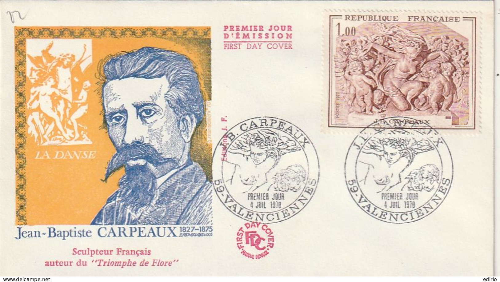 ///   FRANCE ///    PREMIER JOUR ---  FDC  ---  JEAN BAPTISTE CARPEAUX - 1970-1979