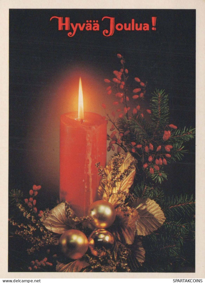 Bonne Année Noël BOUGIE Vintage Carte Postale CPSM #PAV506.FR - Nieuwjaar