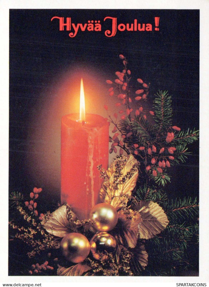 Bonne Année Noël BOUGIE Vintage Carte Postale CPSM #PAV506.FR - Nieuwjaar