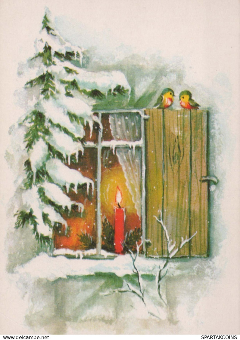Bonne Année Noël BOUGIE Vintage Carte Postale CPSM #PAV385.FR - New Year