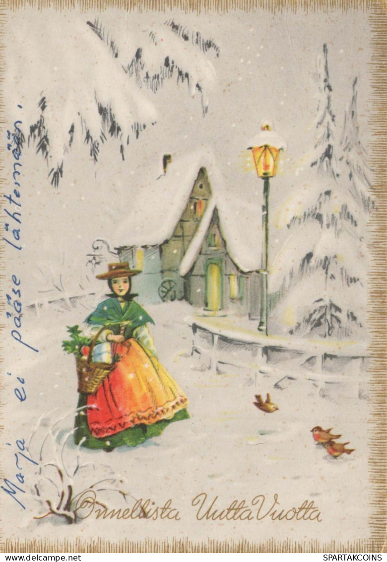 Bonne Année Noël ENFANTS Vintage Carte Postale CPSM #PAU059.FR - Nieuwjaar