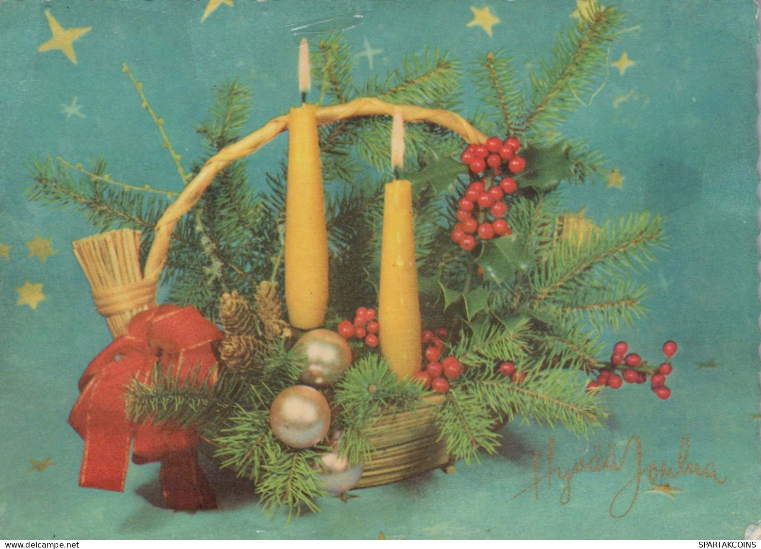 Bonne Année Noël BOUGIE Vintage Carte Postale CPSM #PAT630.FR - Nieuwjaar