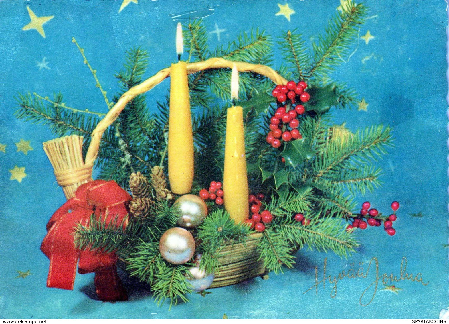 Bonne Année Noël BOUGIE Vintage Carte Postale CPSM #PAT630.FR - Nieuwjaar