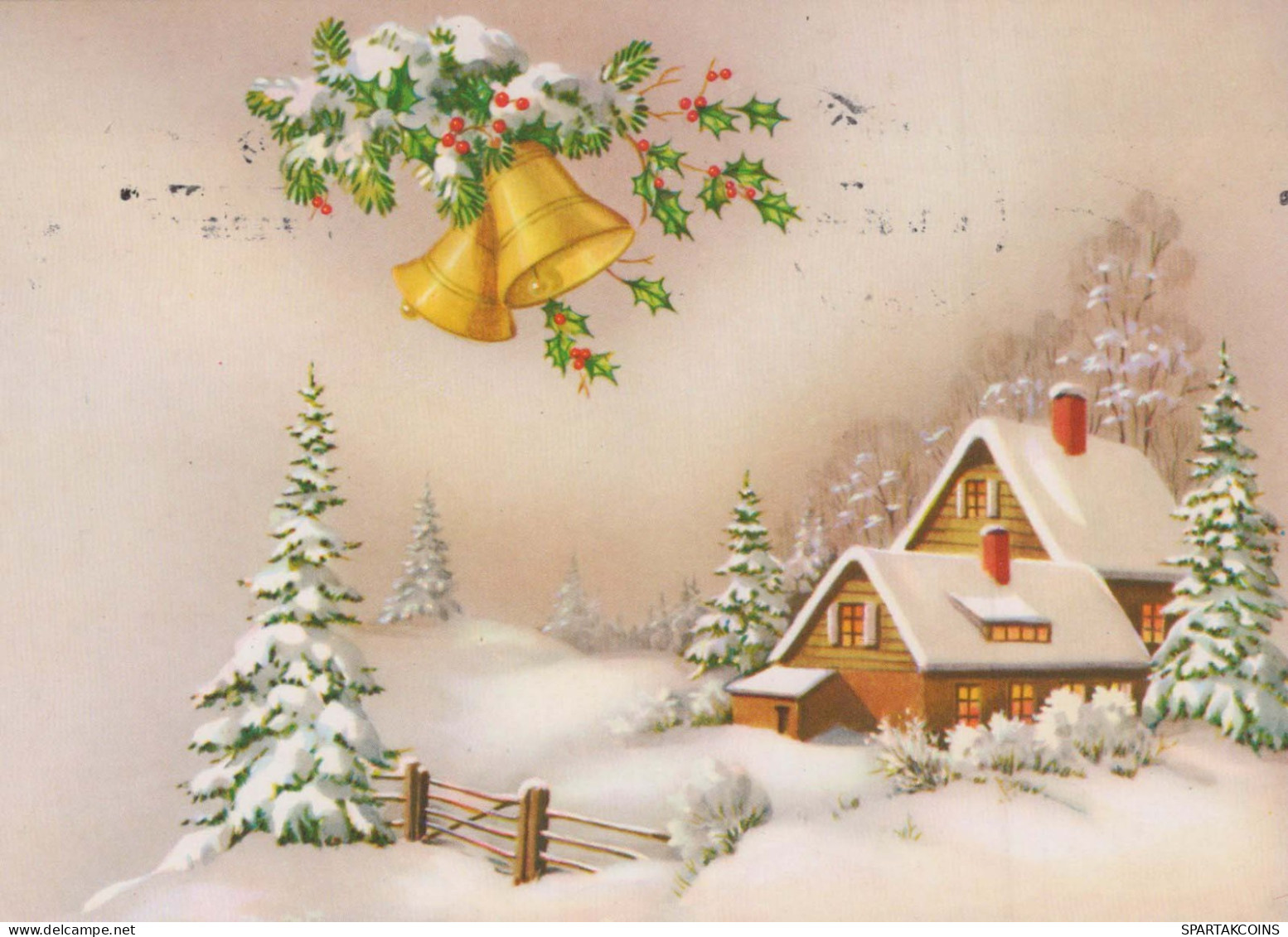 Bonne Année Noël CLOCHE Vintage Carte Postale CPSM #PAT444.FR - New Year