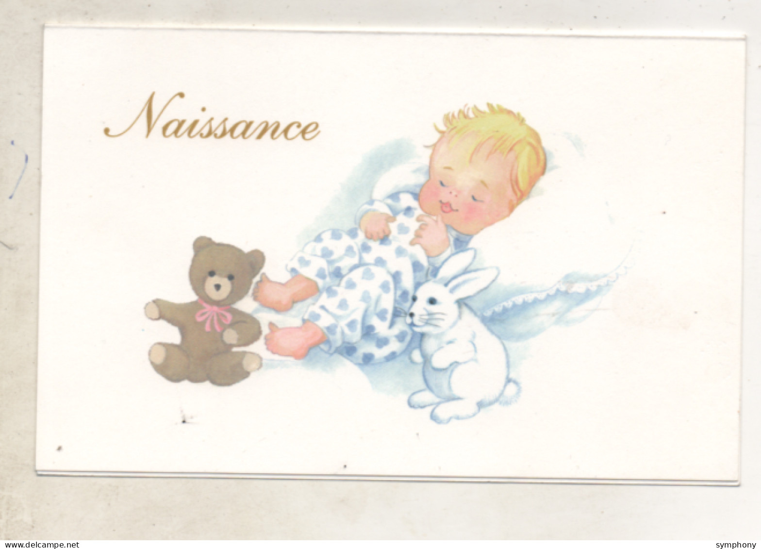 Carte Double - Naissance - Bébé - Nounours - Lapin - - Geburt & Taufe