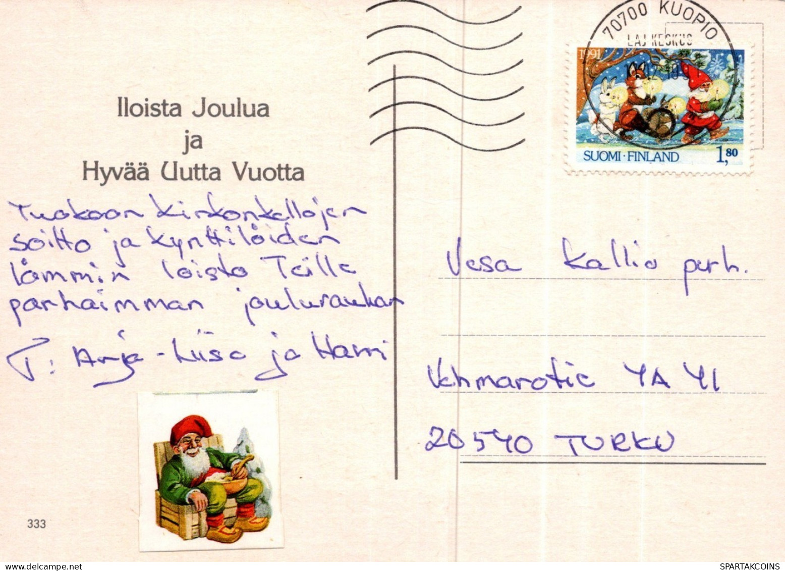 PÈRE NOËL Animaux NOËL Fêtes Voeux Vintage Carte Postale CPSM #PAK766.FR - Santa Claus