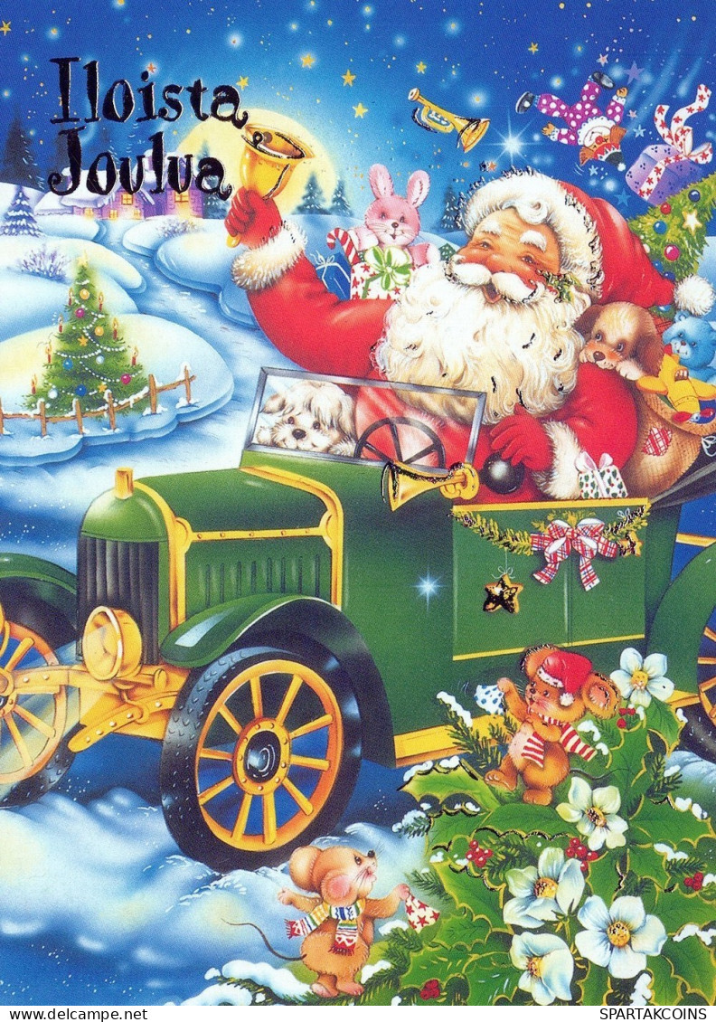 PÈRE NOËL CAR AUTO NOËL Fêtes Voeux Vintage Carte Postale CPSM #PAK008.FR - Santa Claus