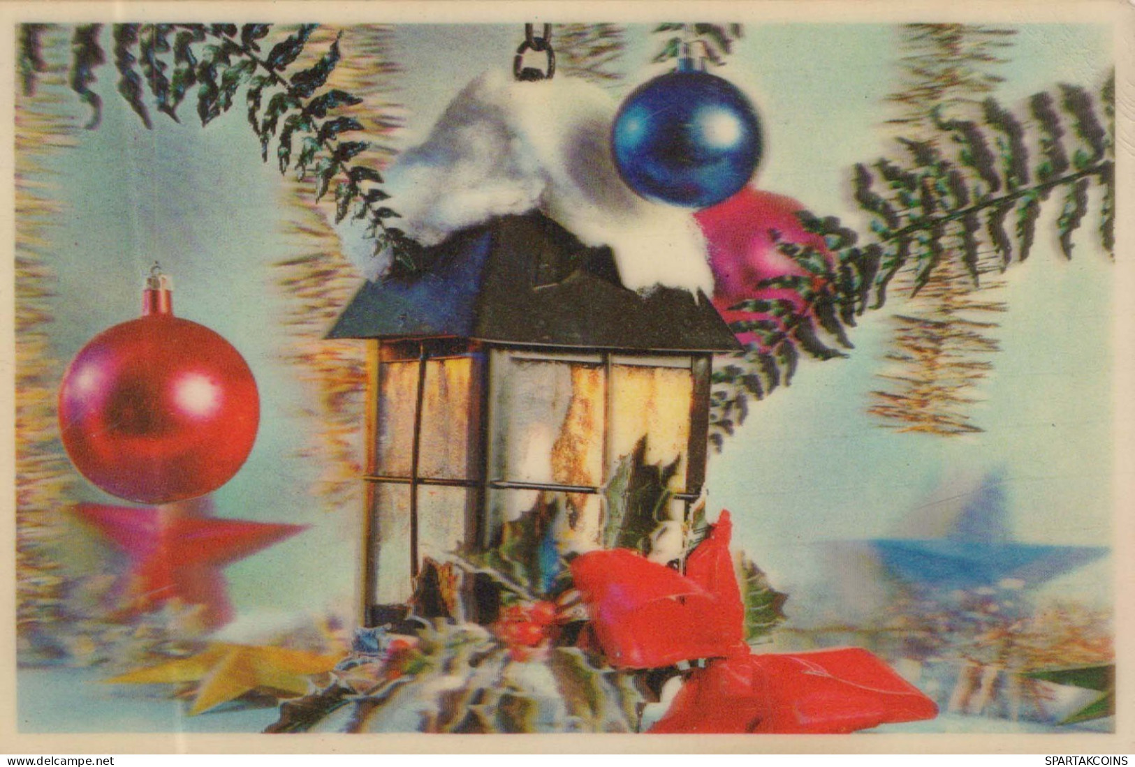 Feliz Año Navidad VELA LENTICULAR 3D Vintage Tarjeta Postal CPSM #PAZ017.ES - New Year