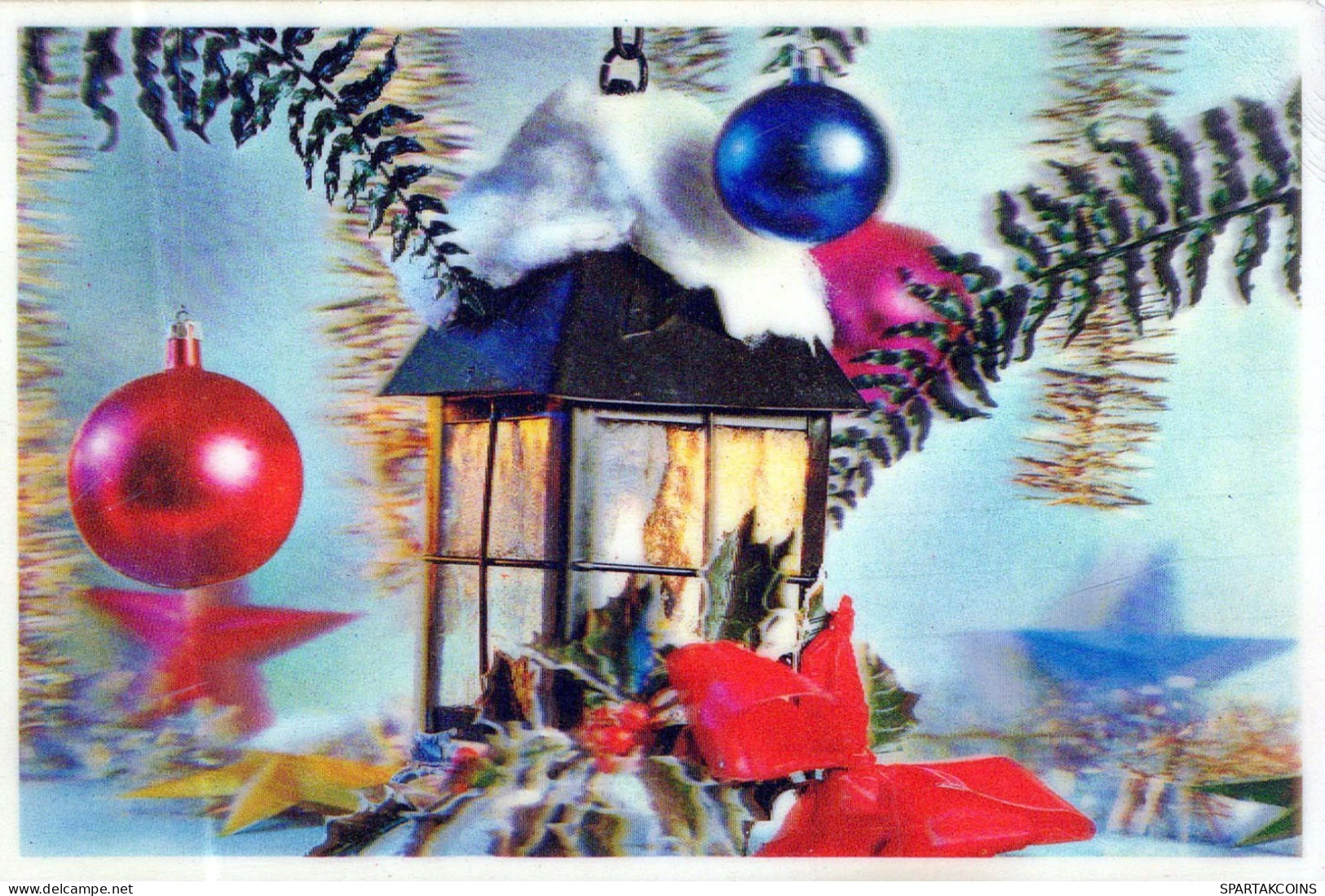 Feliz Año Navidad VELA LENTICULAR 3D Vintage Tarjeta Postal CPSM #PAZ017.ES - New Year