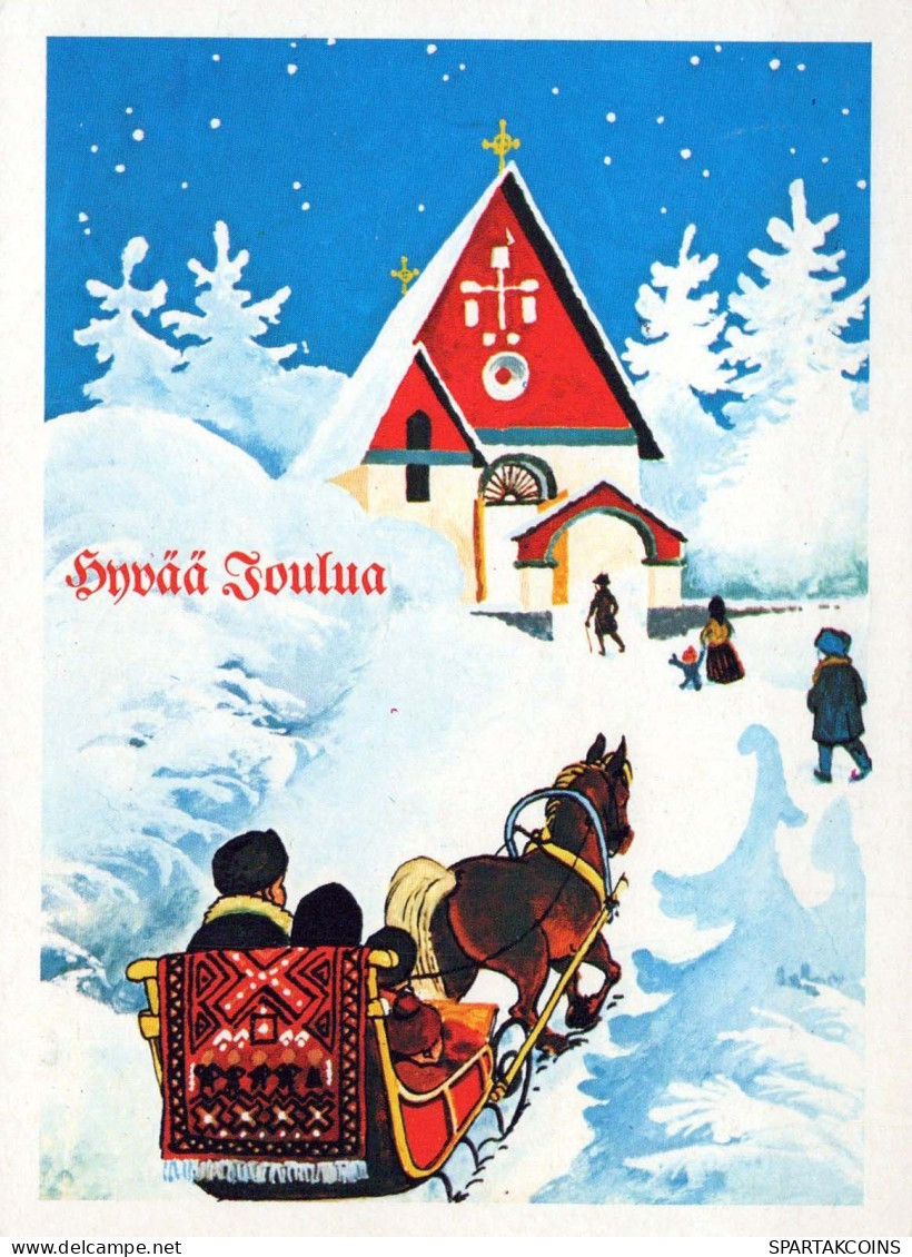 Happy New Year Christmas HORSE Vintage Postcard CPSMPF #PKG468.GB - Nieuwjaar