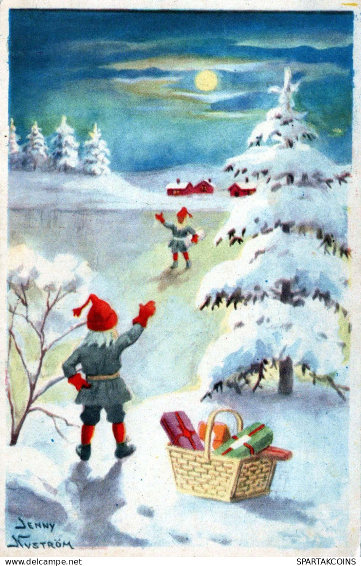 Happy New Year Christmas GNOME Vintage Postcard CPSMPF #PKG401.GB - Nieuwjaar