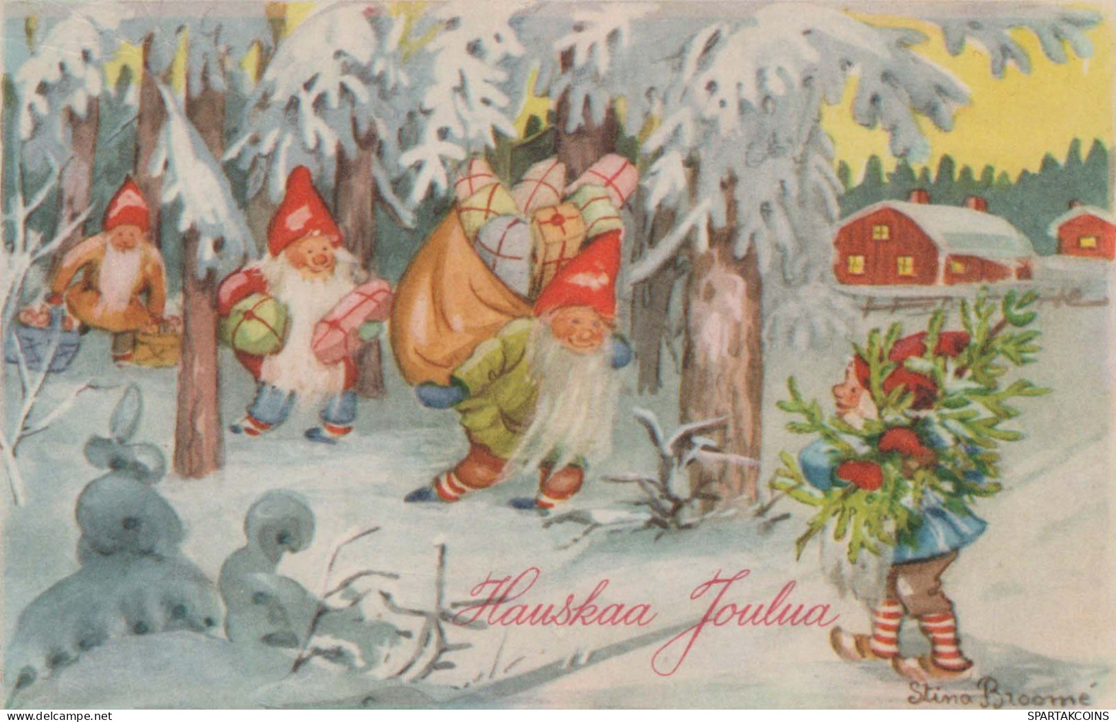 Happy New Year Christmas GNOME Vintage Postcard CPSMPF #PKG534.GB - Nieuwjaar
