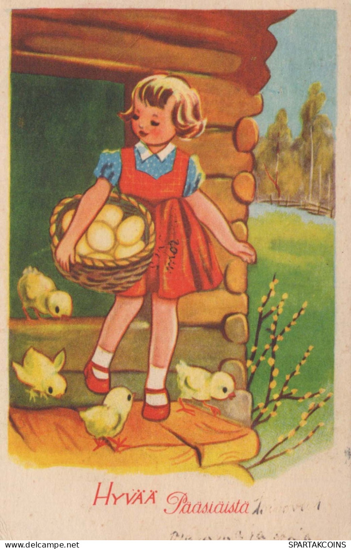 EASTER CHILDREN EGG Vintage Postcard CPA #PKE233.GB - Ostern