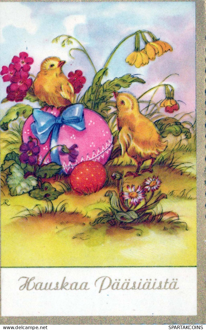 EASTER CHICKEN EGG Vintage Postcard CPA #PKE105.GB - Easter