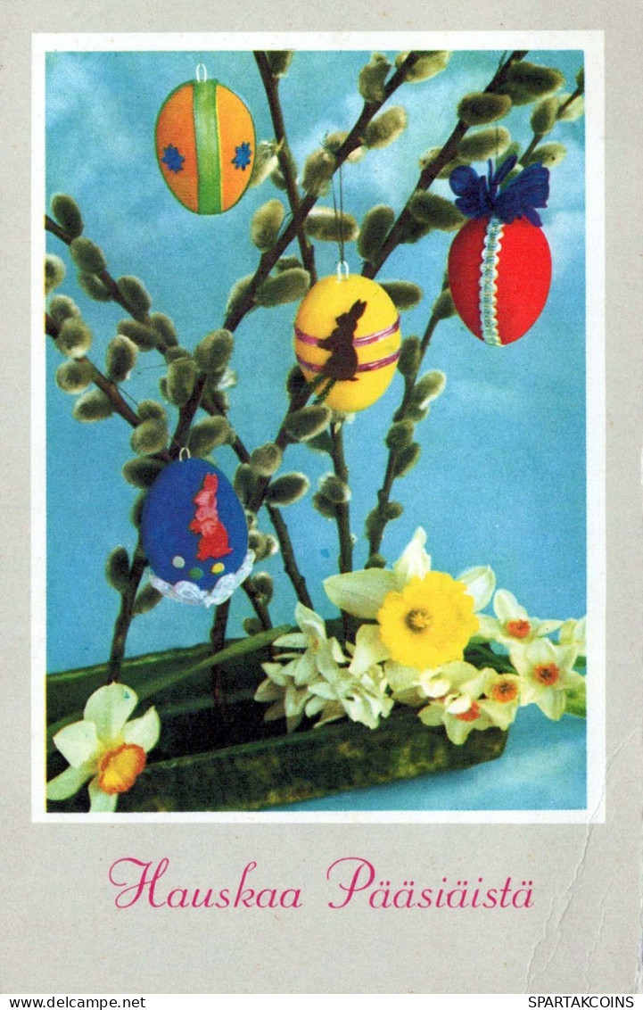 EASTER FLOWERS EGG Vintage Postcard CPA #PKE170.GB - Pasen