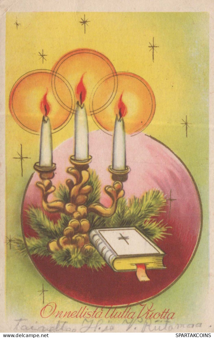 Happy New Year Christmas CANDLE Vintage Postcard CPSMPF #PKD718.GB - Nieuwjaar
