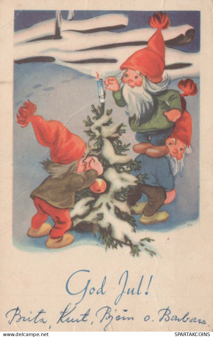 Happy New Year Christmas GNOME Vintage Postcard CPSMPF #PKD407.GB - New Year