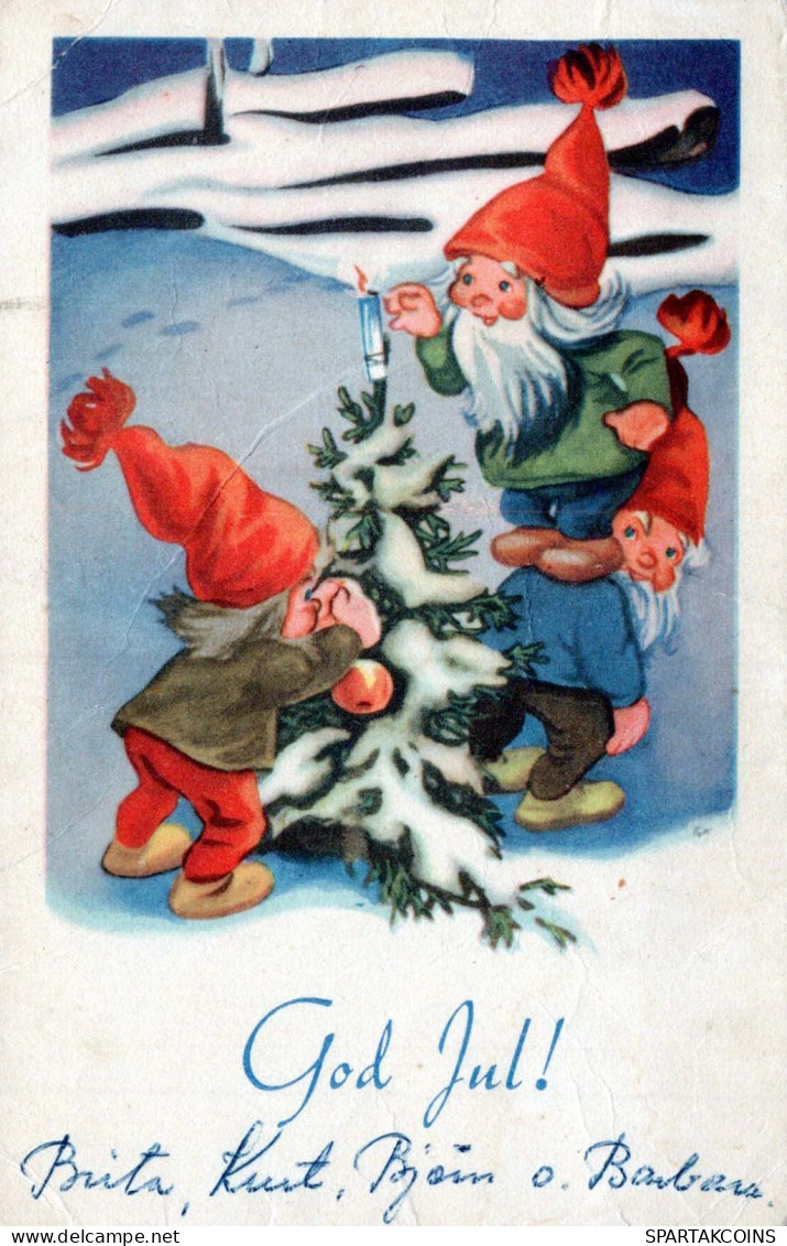 Happy New Year Christmas GNOME Vintage Postcard CPSMPF #PKD407.GB - New Year