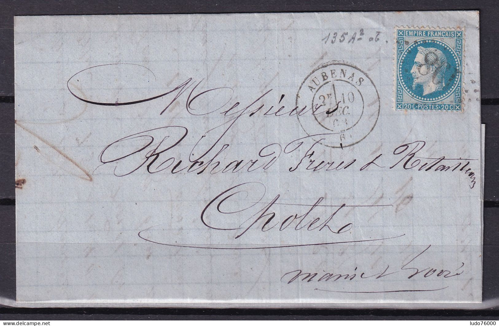 D 808 / NAPOLEON N° 29 SUR LETTRE - 1863-1870 Napoleon III Gelauwerd