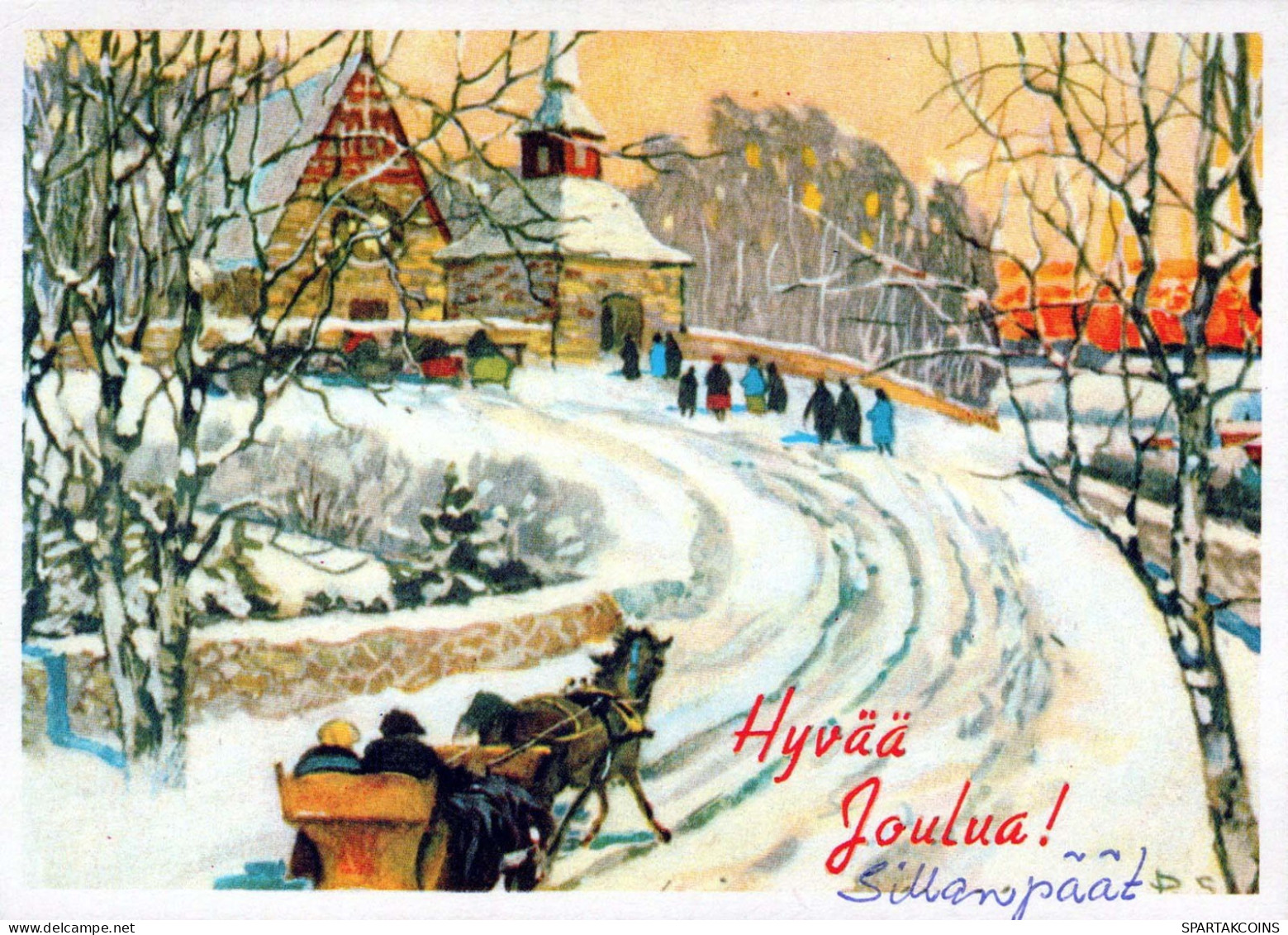 Happy New Year Christmas Horse Vintage Postcard CPSM #PBM398.GB - Año Nuevo