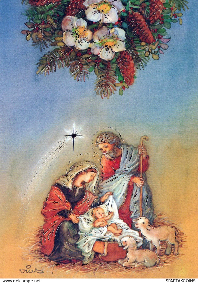 Virgen Mary Madonna Baby JESUS Christmas Religion Vintage Postcard CPSM #PBB765.GB - Vierge Marie & Madones