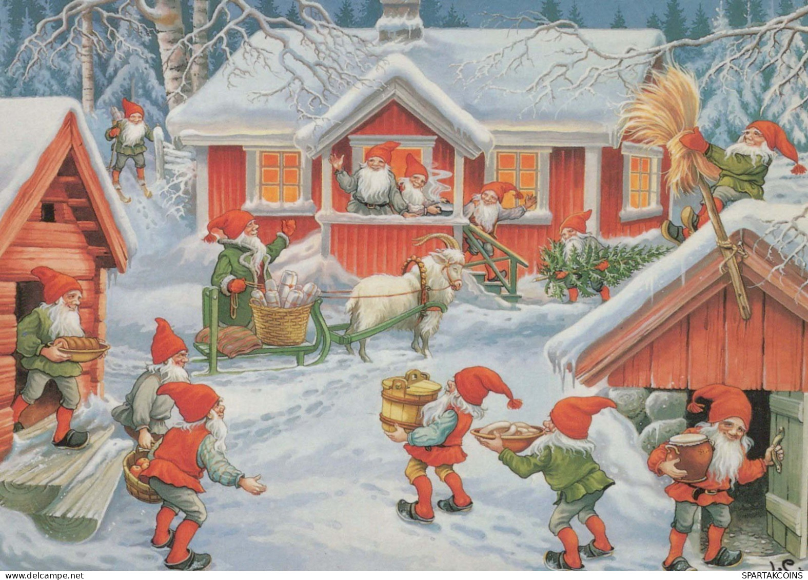 Happy New Year Christmas GNOME Vintage Postcard CPSM #PBA661.GB - Año Nuevo