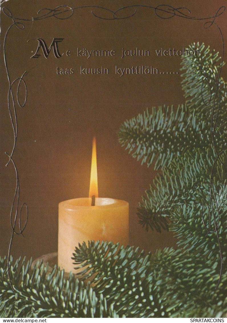 Happy New Year Christmas CANDLE Vintage Postcard CPSM #PBA286.GB - New Year