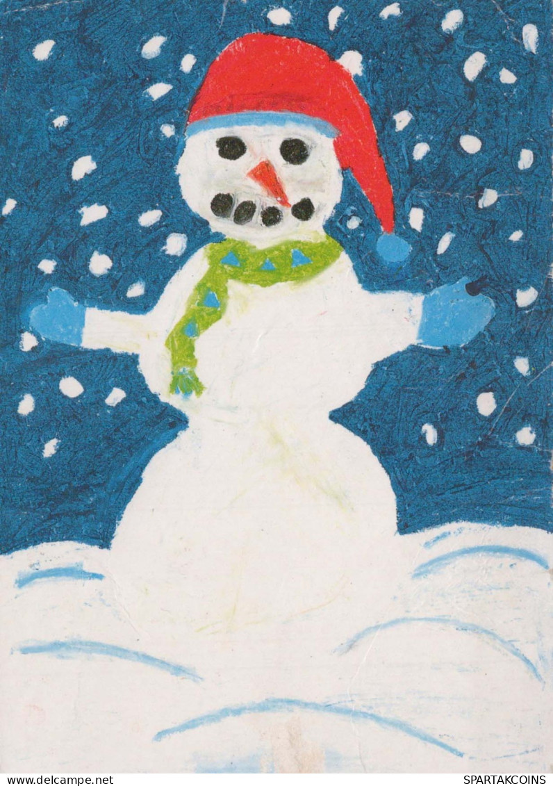 Happy New Year Christmas SNOWMAN Vintage Postcard CPSM #PAZ650.GB - Neujahr
