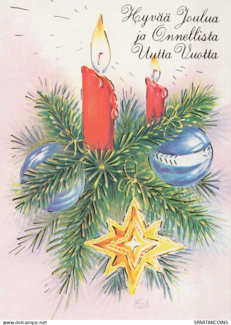 Happy New Year Christmas CANDLE Vintage Postcard CPSM #PAZ588.GB - Nieuwjaar