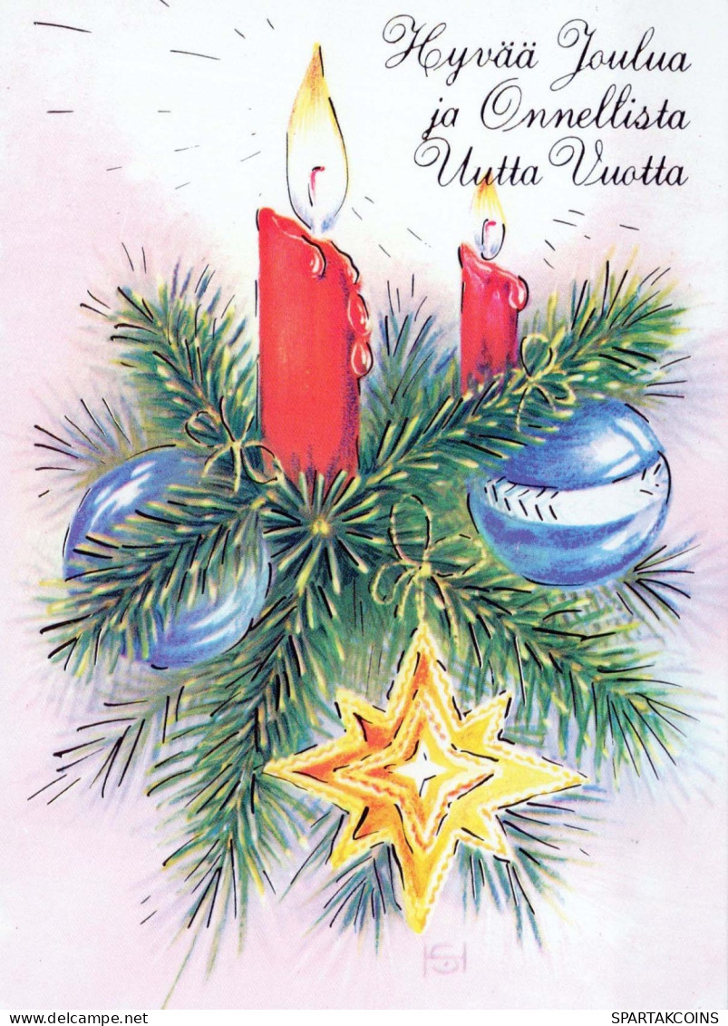 Happy New Year Christmas CANDLE Vintage Postcard CPSM #PAZ588.GB - New Year