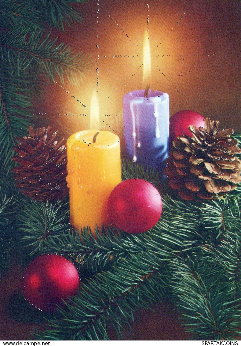 Happy New Year Christmas CANDLE Vintage Postcard CPSM #PAZ286.GB - New Year