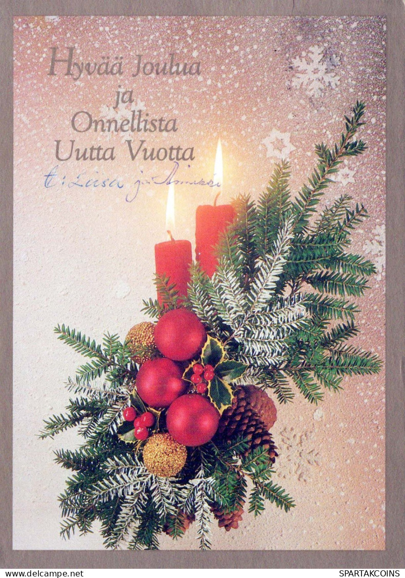 Happy New Year Christmas CANDLE Vintage Postcard CPSM #PAZ528.GB - Nieuwjaar