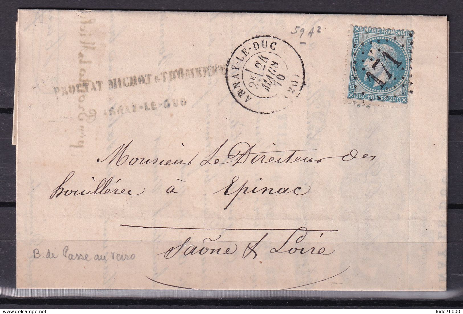 D 808 / NAPOLEON N° 29 SUR LETTRE - 1863-1870 Napoleon III Gelauwerd