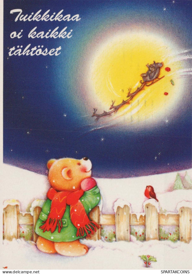 Happy New Year Christmas TEDDY BEAR Vintage Postcard CPSM #PAU863.GB - Neujahr