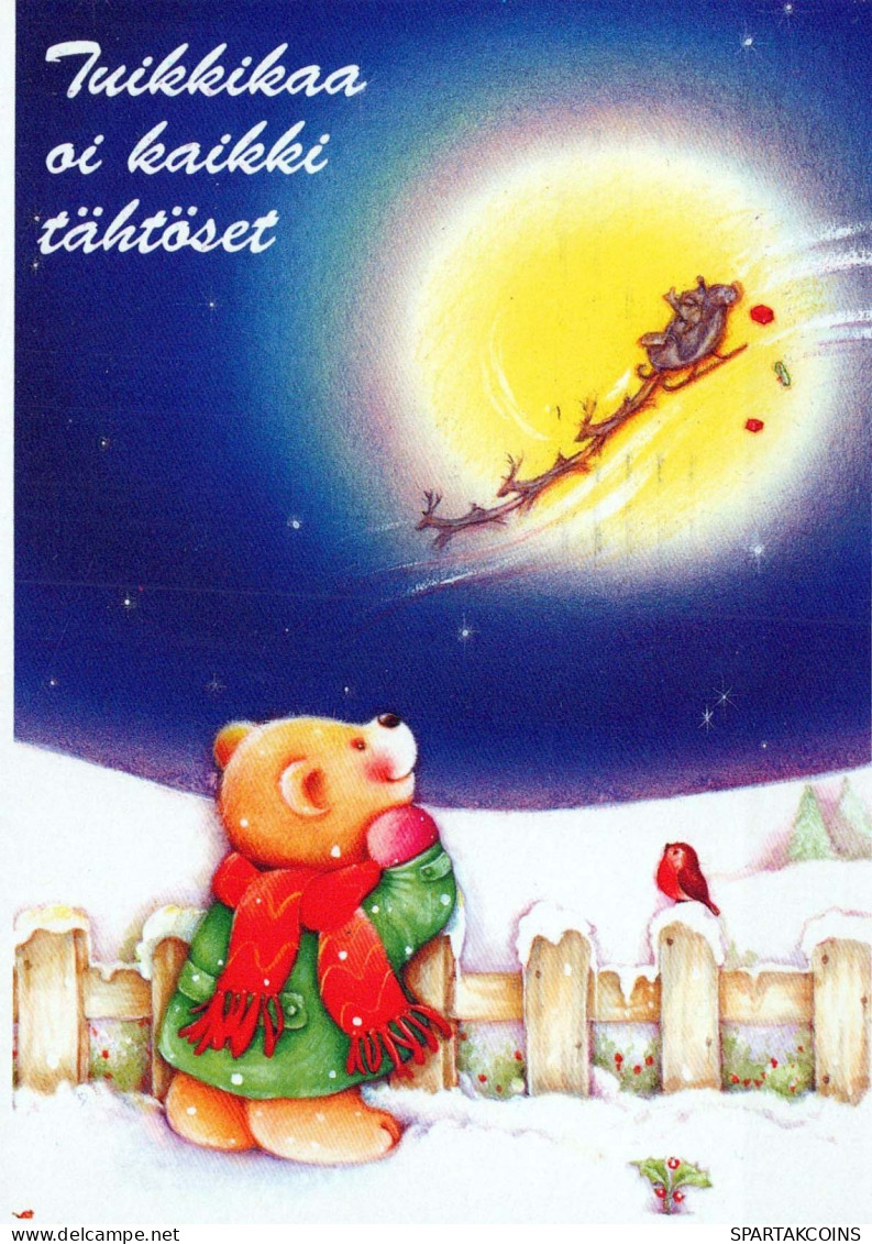 Happy New Year Christmas TEDDY BEAR Vintage Postcard CPSM #PAU863.GB - Neujahr