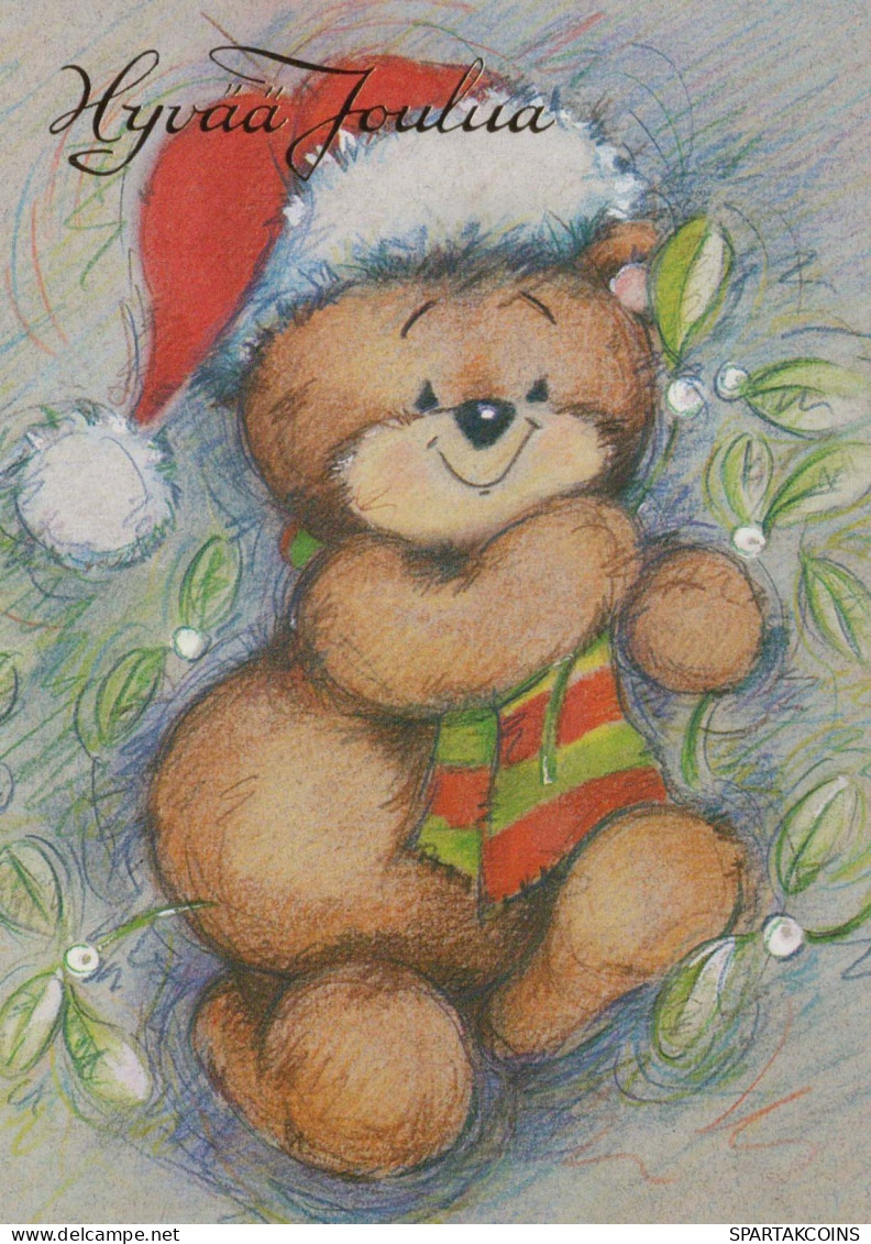 Happy New Year Christmas TEDDY BEAR Vintage Postcard CPSM #PAU801.GB - Neujahr