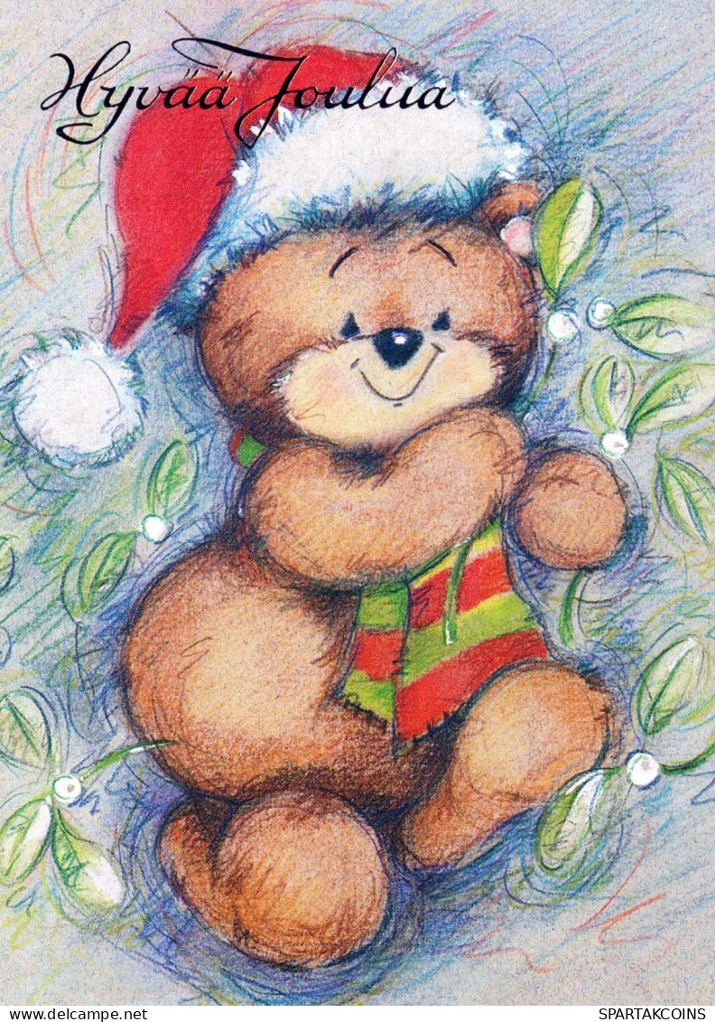 Happy New Year Christmas TEDDY BEAR Vintage Postcard CPSM #PAU801.GB - New Year